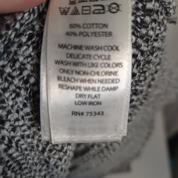 Tahari Women'a Gray/White Marled Open-Front Cardigan Cotton Blend Size XL - Picture 8 of 8